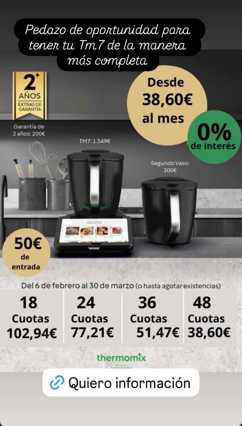 La forma más completa de tener tu Thermomix TM7 desde 38,60€ al mes